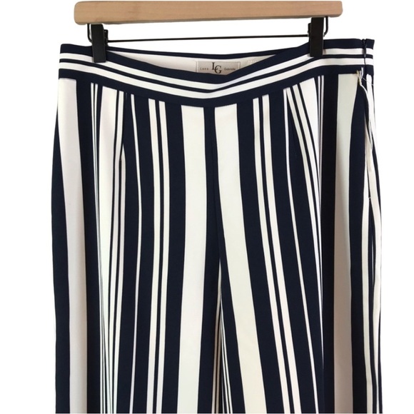 Lena Gabrielle Striped Wide Leg Palazzo Pants High Waist Coastal Chic Resortwear - Picture 2 of 11